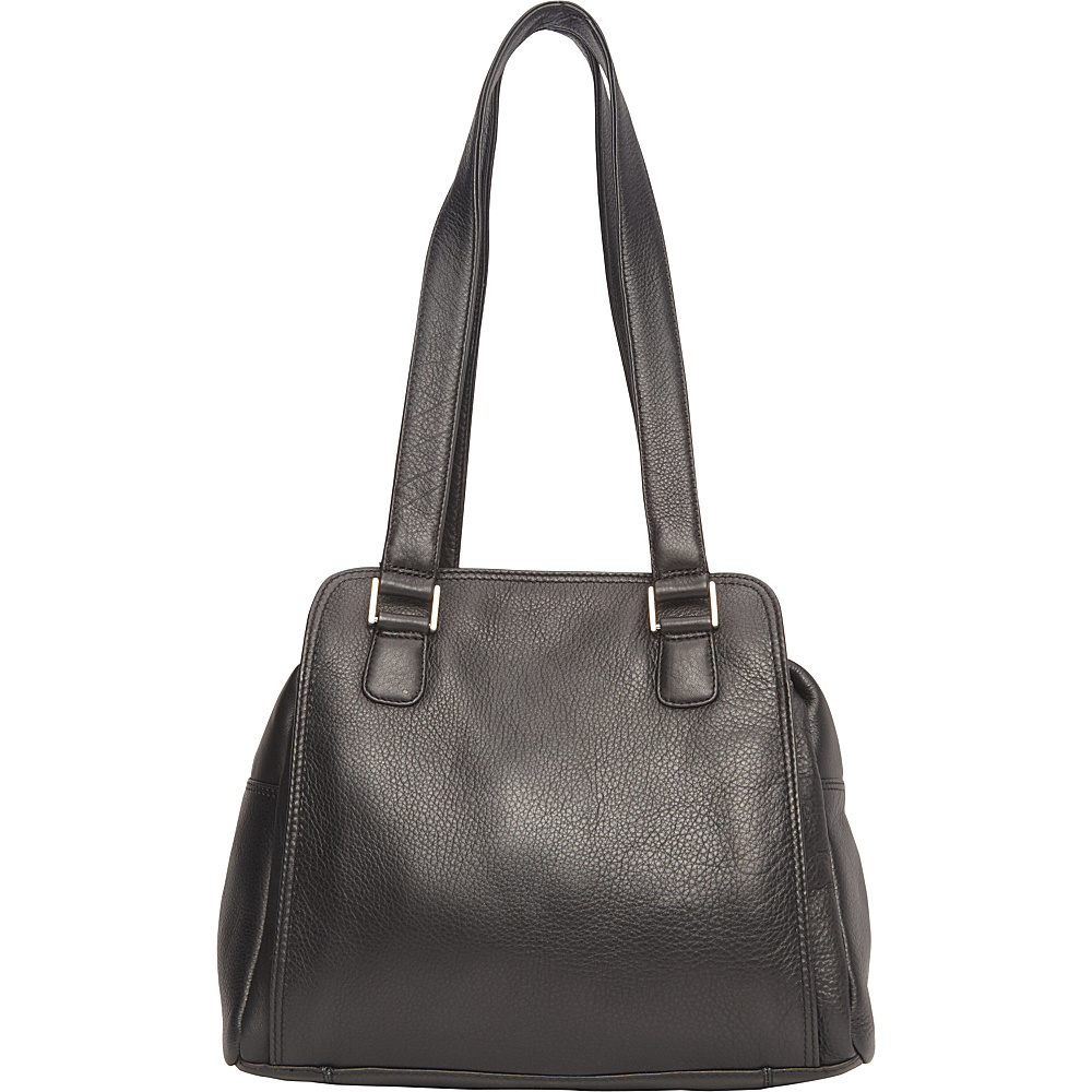 Derek Alexander Top Zip Compartments Shoulder Bag Black Derek Alexander Leather Handbags