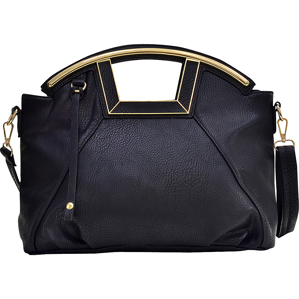 Dasein Soft Faux Leather Frame Handle Purse with Removable Shoulder Strap Black Dasein Manmade Handbags
