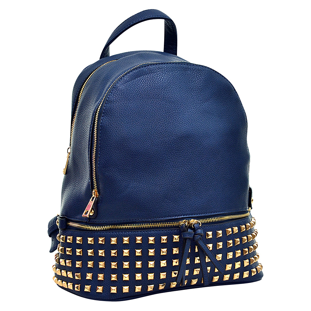Dasein Buffalo Faux Leather Studded Backpack Blue Dasein Manmade Handbags