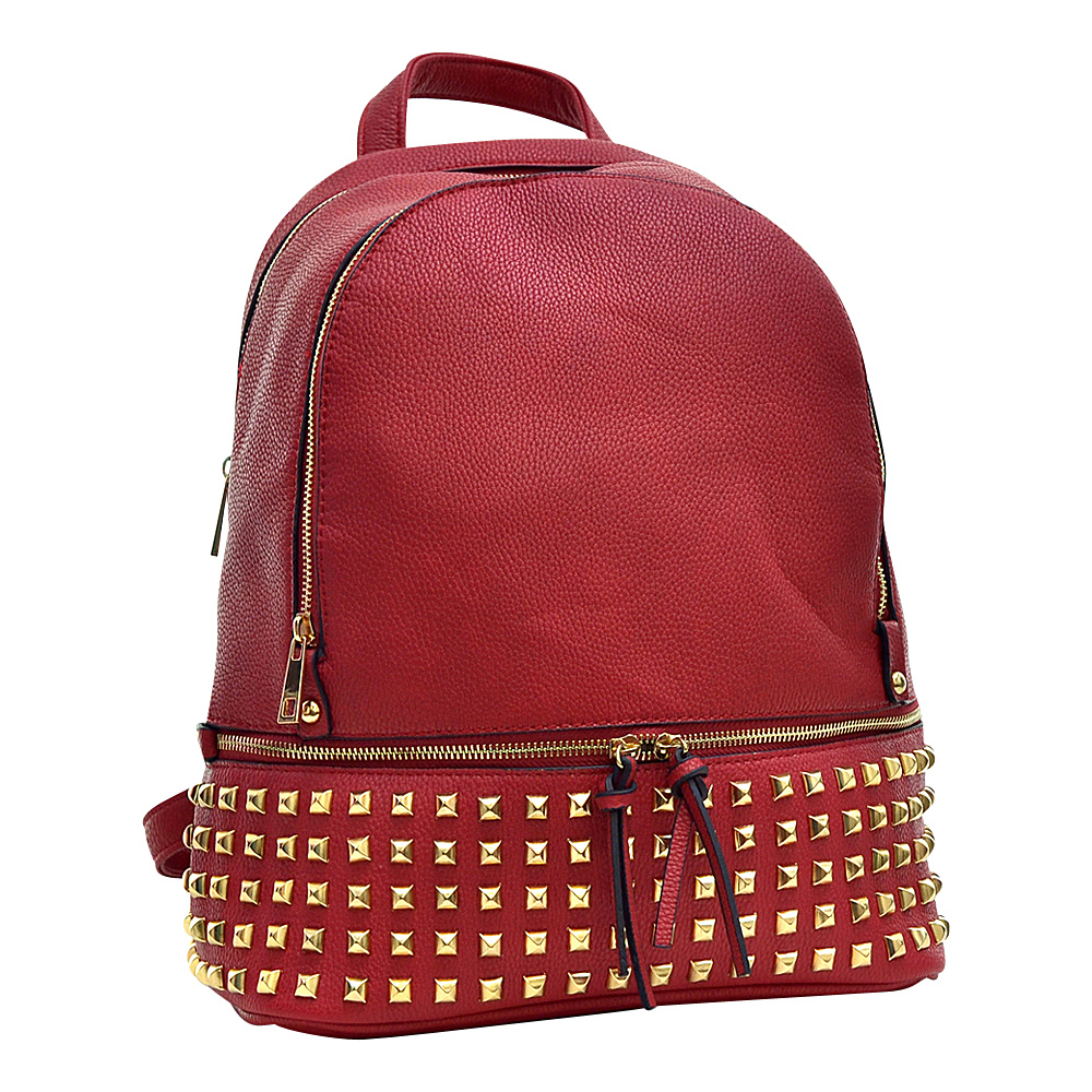 Dasein Buffalo Faux Leather Studded Backpack Red Dasein Manmade Handbags