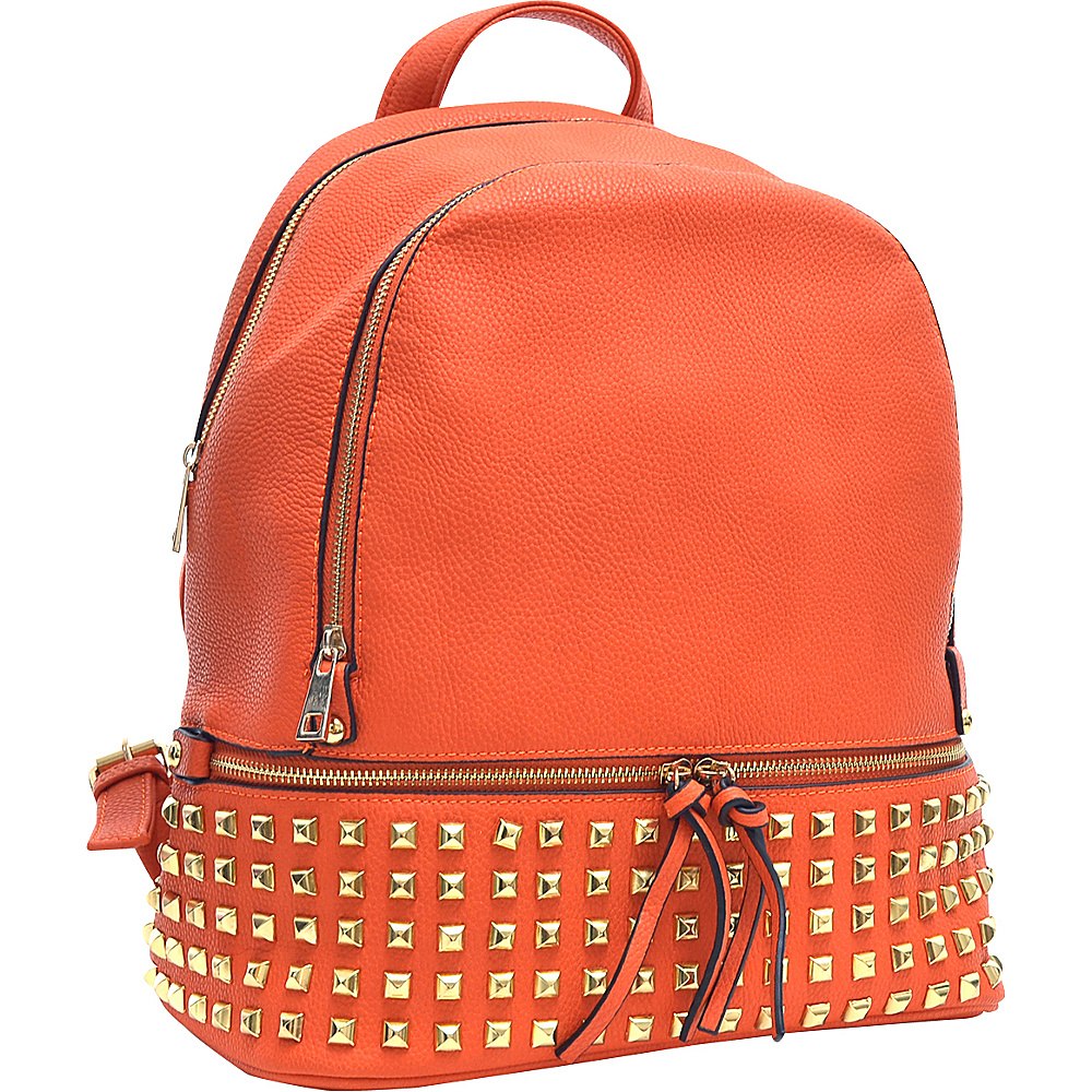 Dasein Buffalo Faux Leather Studded Backpack Orange Dasein Manmade Handbags