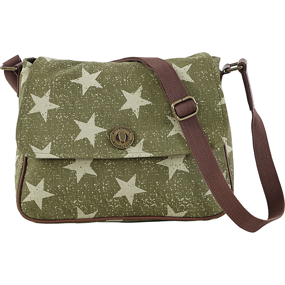 Bella Taylor Vintage Star Olive Messenger Crossbody Green Bella Taylor Fabric Handbags