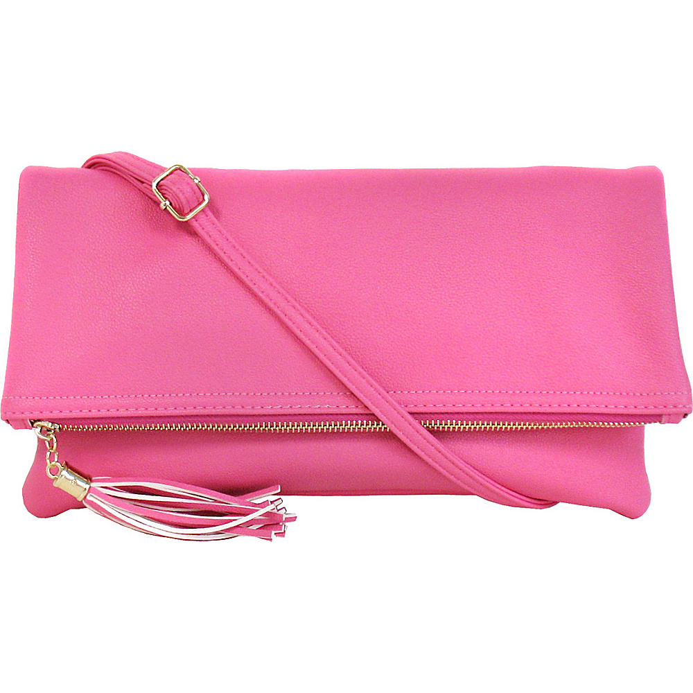 JNB Foldover Clutch with Tassel Pink JNB Manmade Handbags