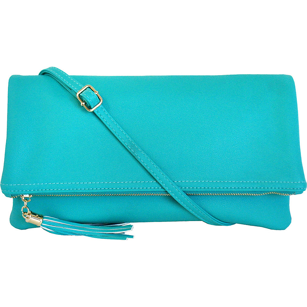 JNB Foldover Clutch with Tassel Turquoise JNB Manmade Handbags