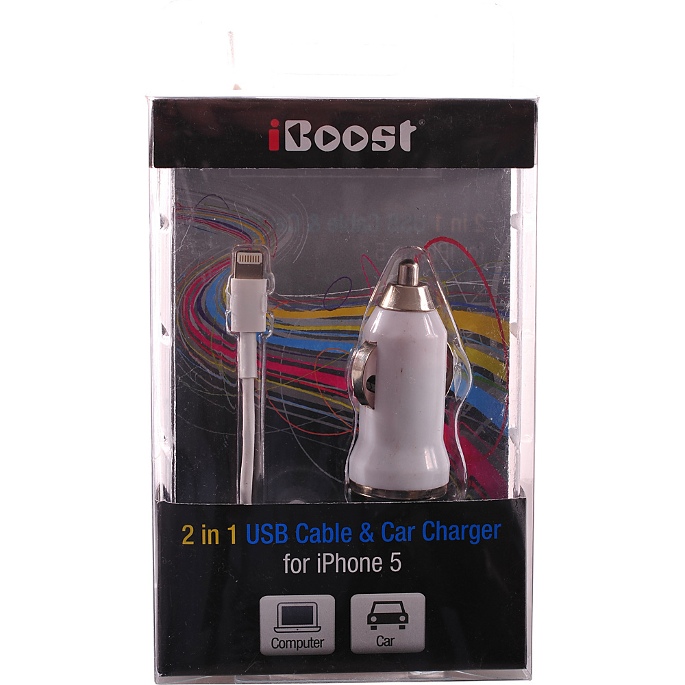iBoost iPhone 5 2 In 1 Car Charger White iBoost Electronics