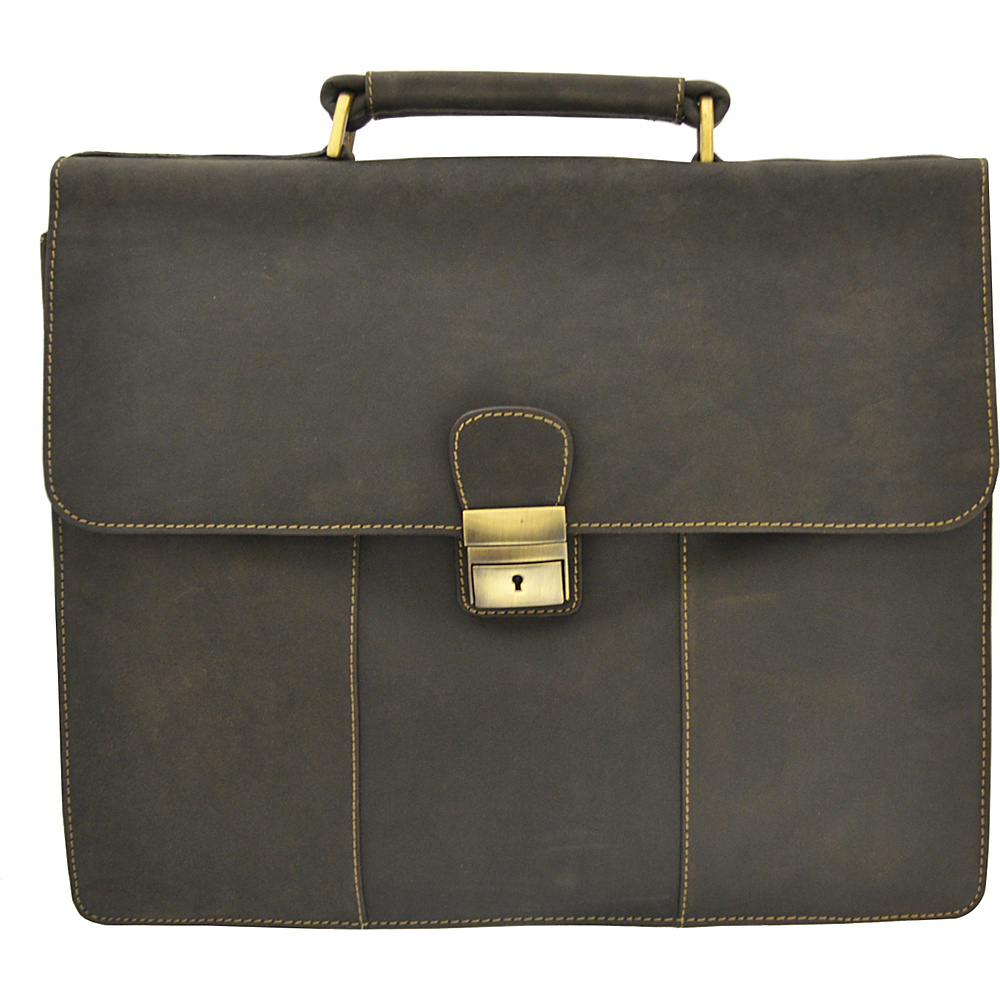 Visconti Apollo Oil Tanned Leather Briefcase With Strap and Lock Oil Brown Visconti Non Wheeled Business Cases