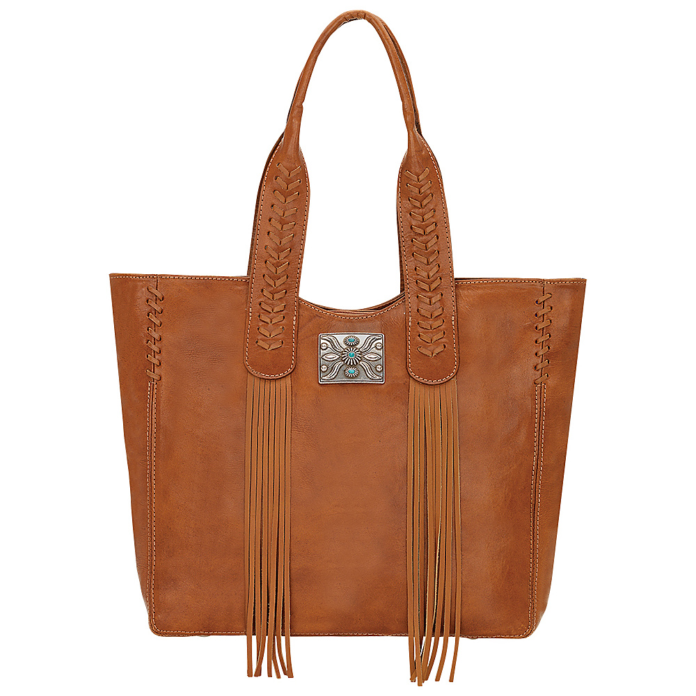 American West Mohave Canyon Large Zip Top Tote Golden Tan American West Leather Handbags