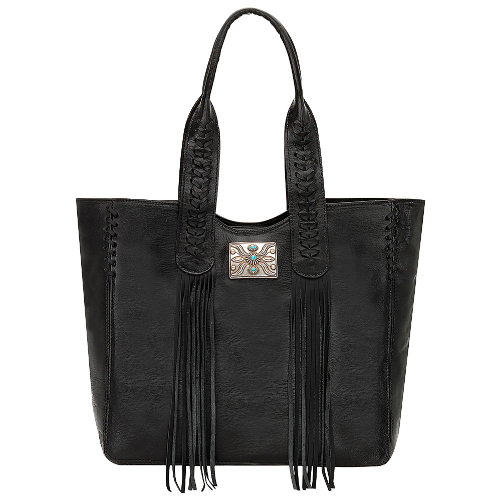American West Mohave Canyon Large Zip Top Tote Black - American West Leather Handbags