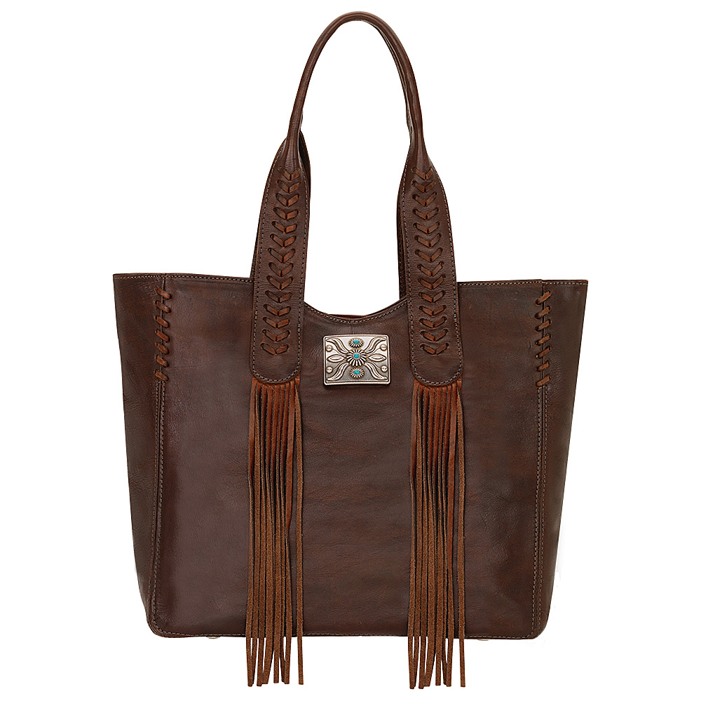 American West Mohave Canyon Large Zip Top Tote Chestnut Brown American West Leather Handbags
