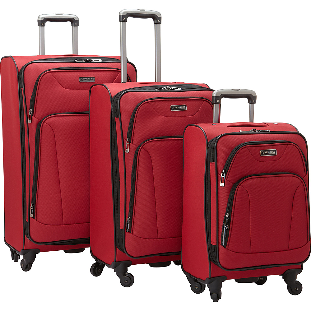 Heritage Wicker Park 3 Piece Luggage Set Red Heritage Luggage Sets