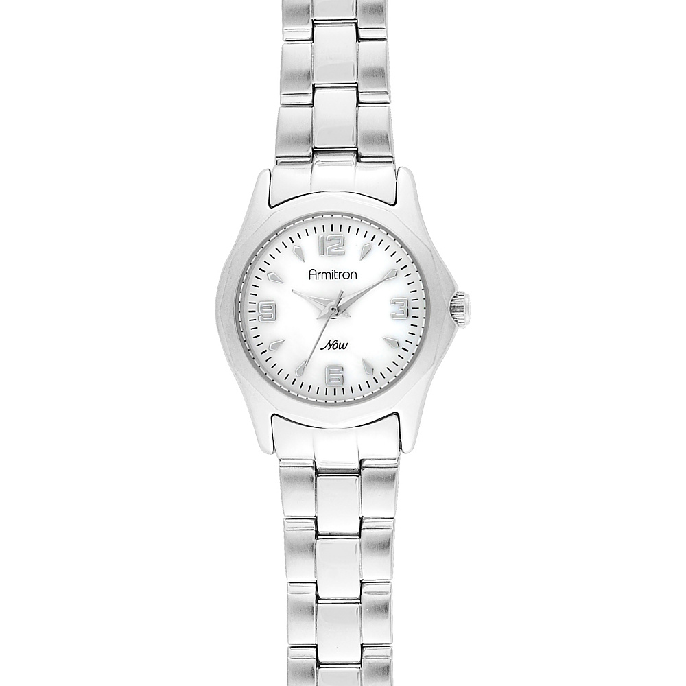 Armitron Womens Mother of Pearl Dial Silver Tone Bracelet Watch Silver Armitron Watches