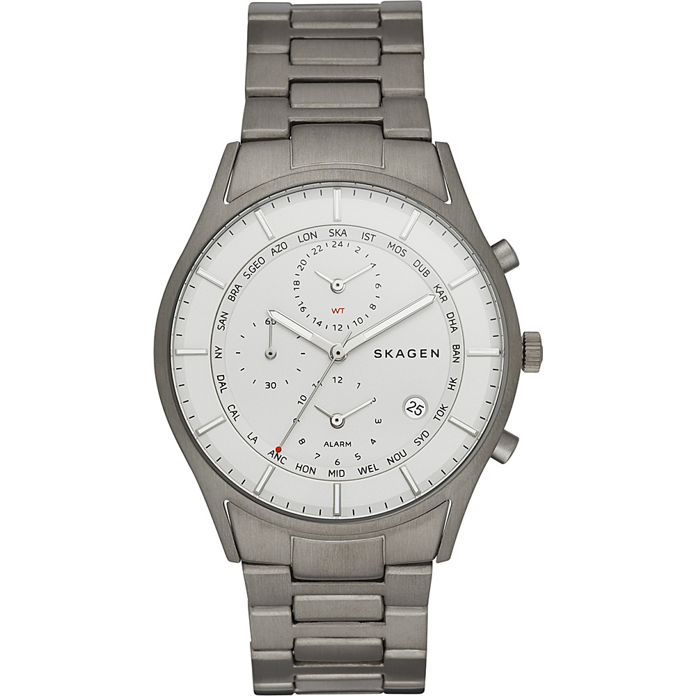 Skagen Holst World Time Steel Link Watch Grey Skagen Watches
