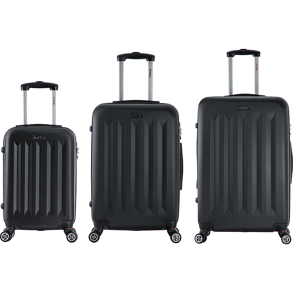 inUSA Philadelphia 3 Piece Lightweight Hardside Spinner Luggage Set Black inUSA Luggage Sets