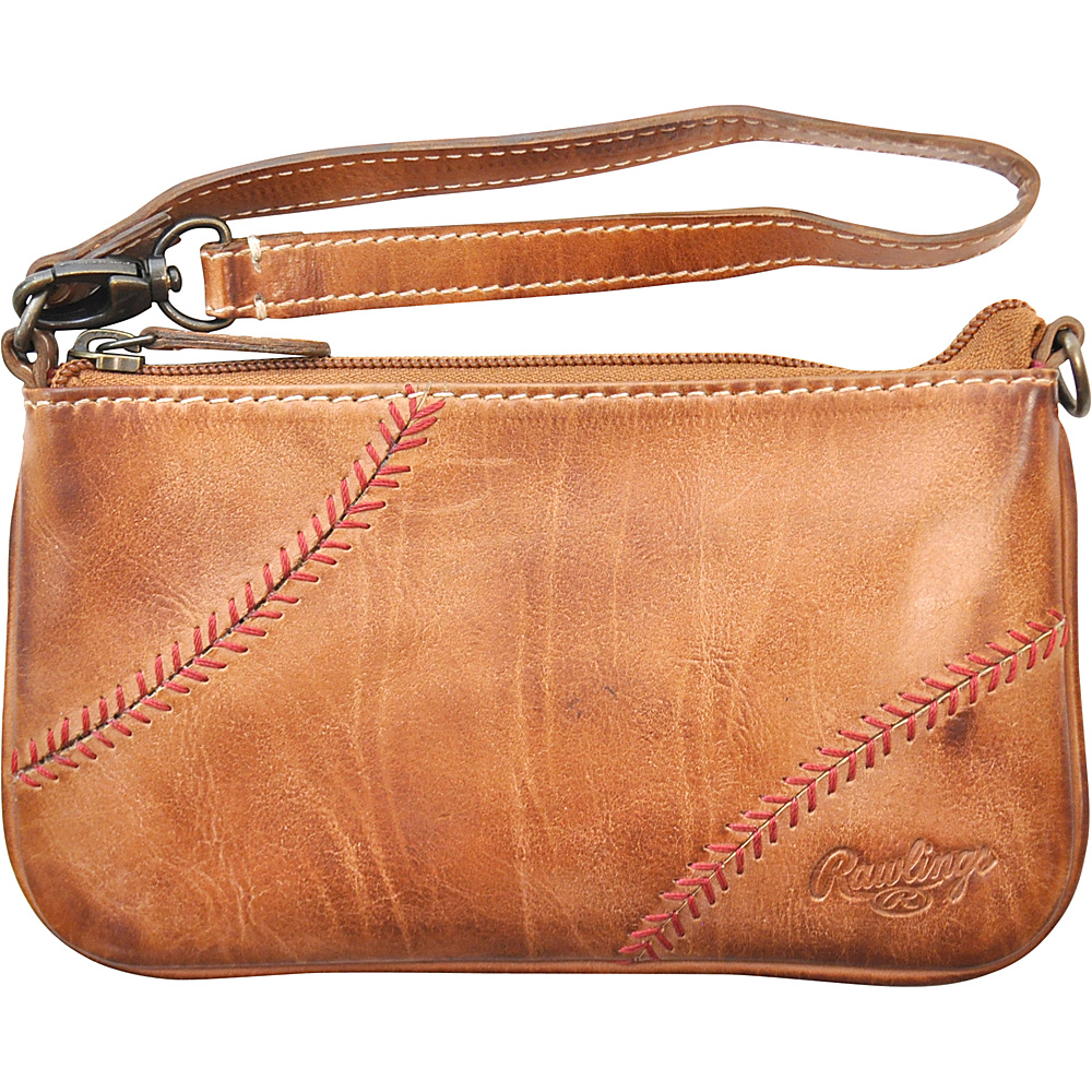Rawlings Baseball Stitch Wristlet Tan Rawlings Leather Handbags