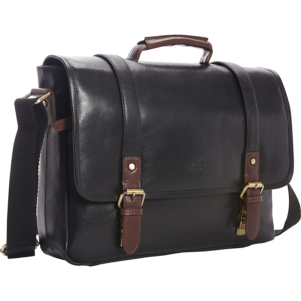 Mancini Leather Goods RFID Secure Laptop Messenger Bag Exclusive Black Mancini Leather Goods Non Wheeled Business Cases