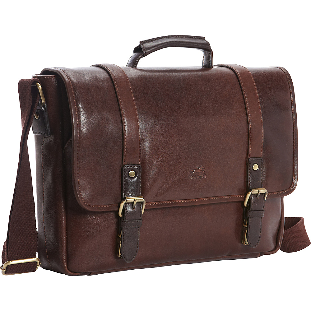 Mancini Leather Goods RFID Secure Laptop Messenger Bag Exclusive Brown Mancini Leather Goods Non Wheeled Business Cases