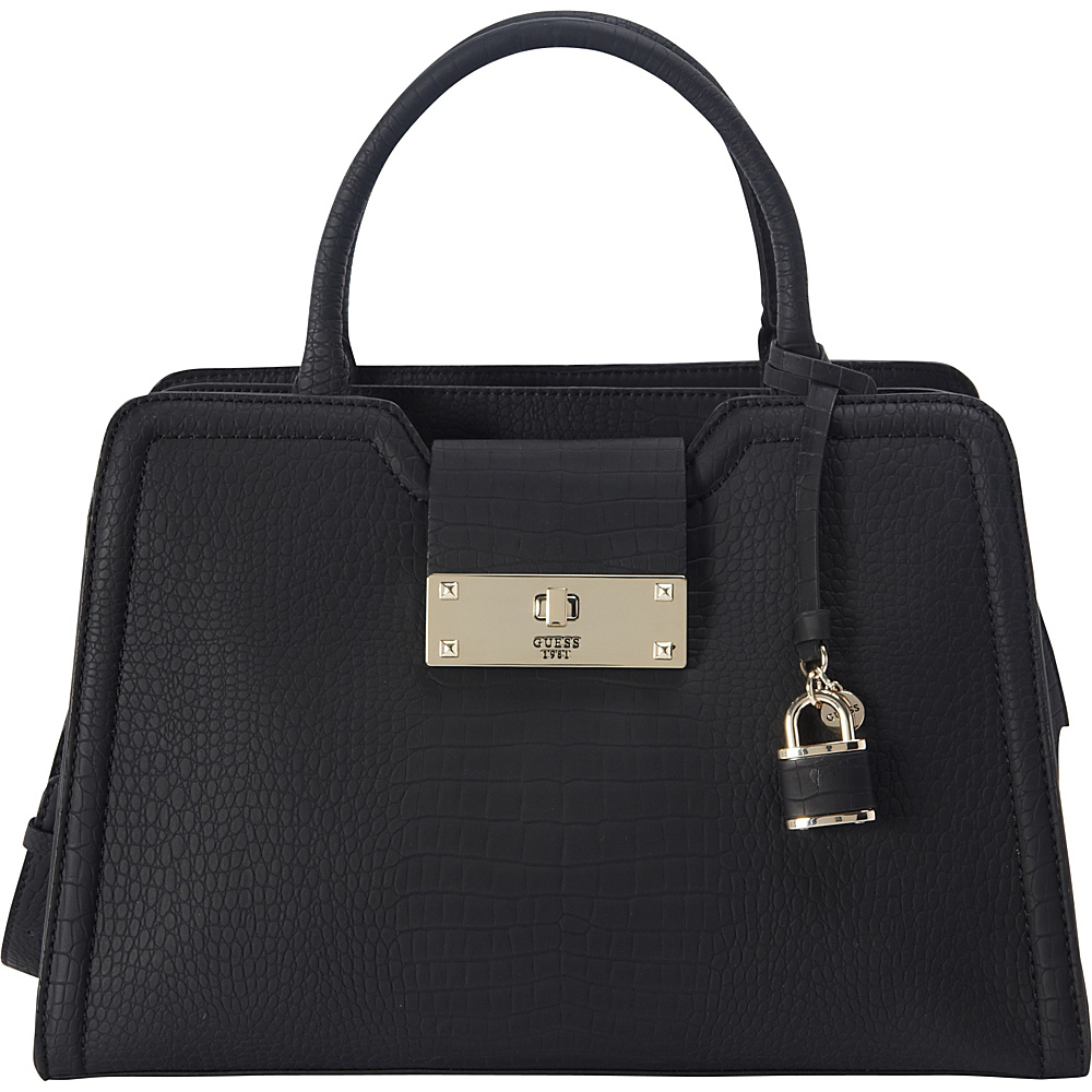 GUESS Kyra Satchel Black GUESS Manmade Handbags