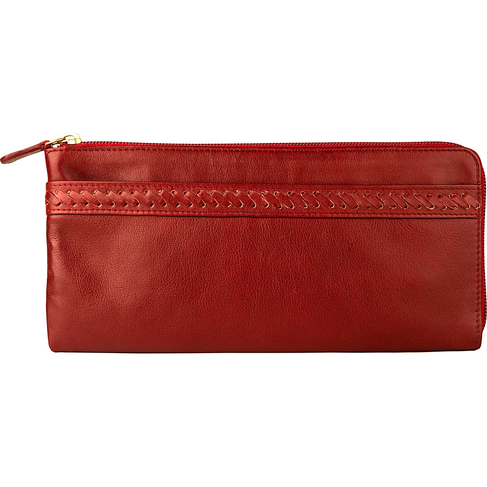 Hidesign Mina Oversized Zip Around Leather Wallet Red Hidesign Women s Wallets
