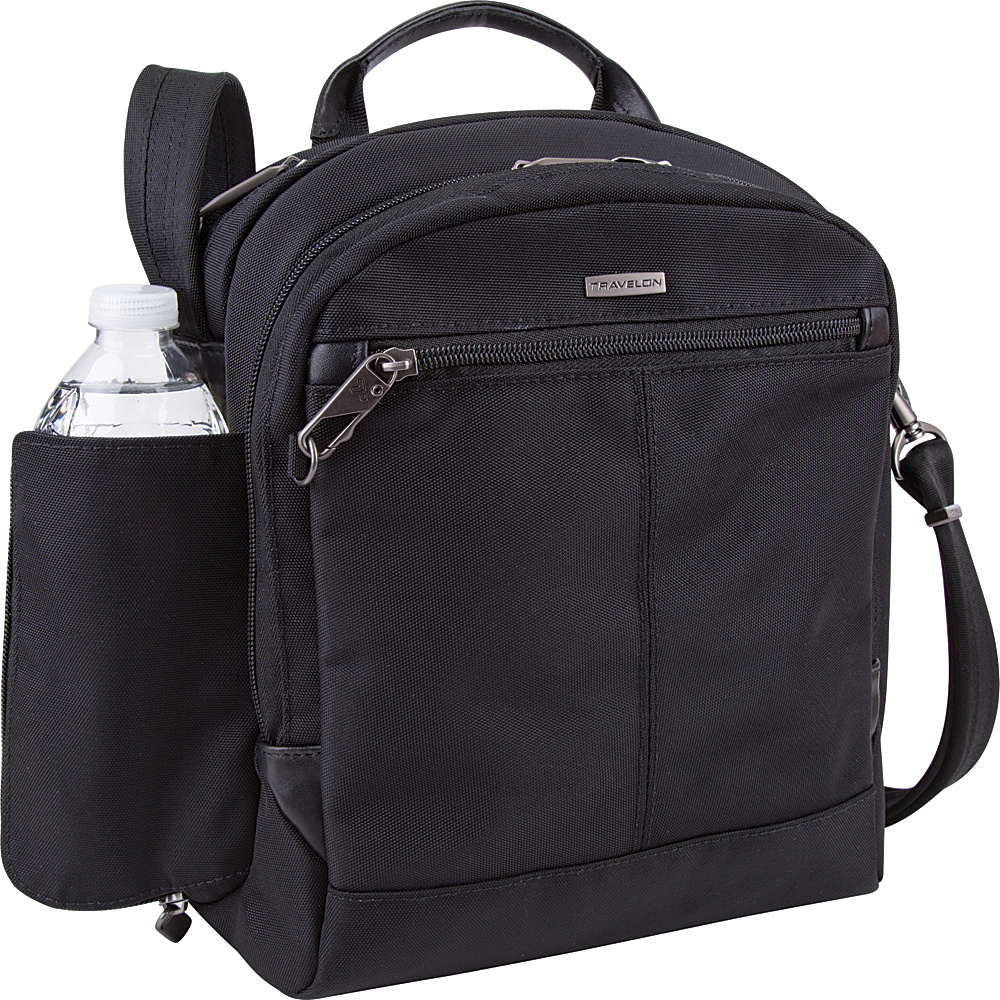 Travelon Anti Theft Concealed Carry Tour Bag Black Grey Interior Travelon Fabric Handbags