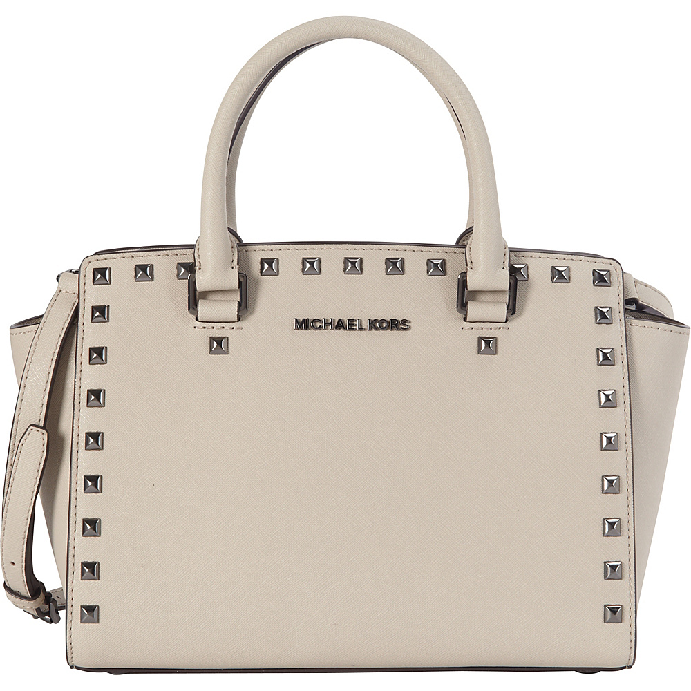 MICHAEL Michael Kors Selma Stud Medium Satchel Cement MICHAEL Michael Kors Designer Handbags