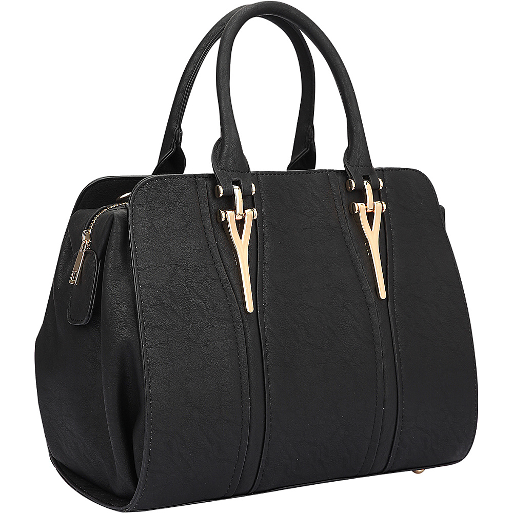 Dasein Faux Leather Satchel Shoulder Bag Black Dasein Manmade Handbags