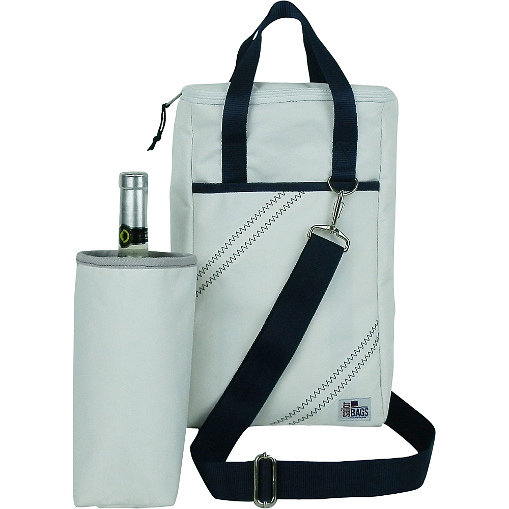 SailorBags Newport Insulated 2 Bottle Wine Tote White with Blue Trim SailorBags Travel Coolers