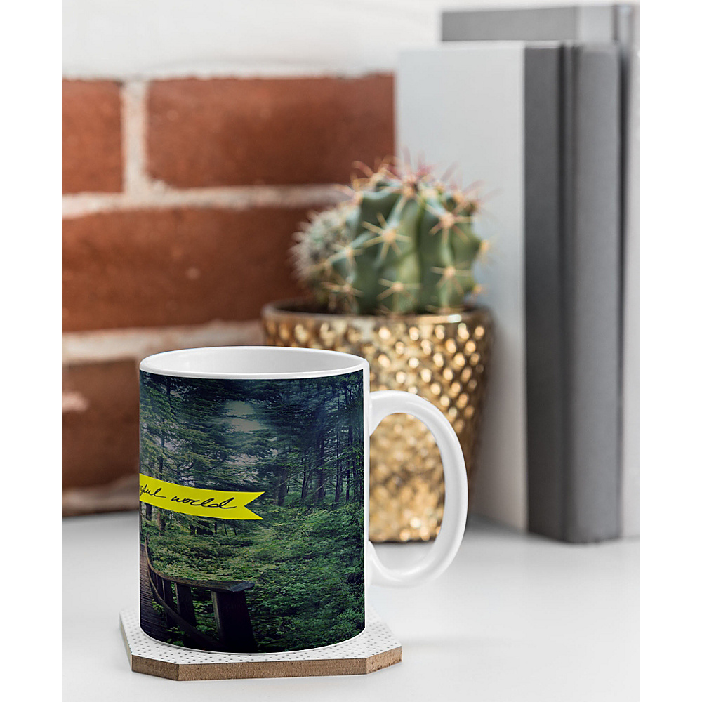 DENY Designs Leah Flores Coffee Mug Forest Green What a Wonderful World DENY Designs Outdoor Accessories