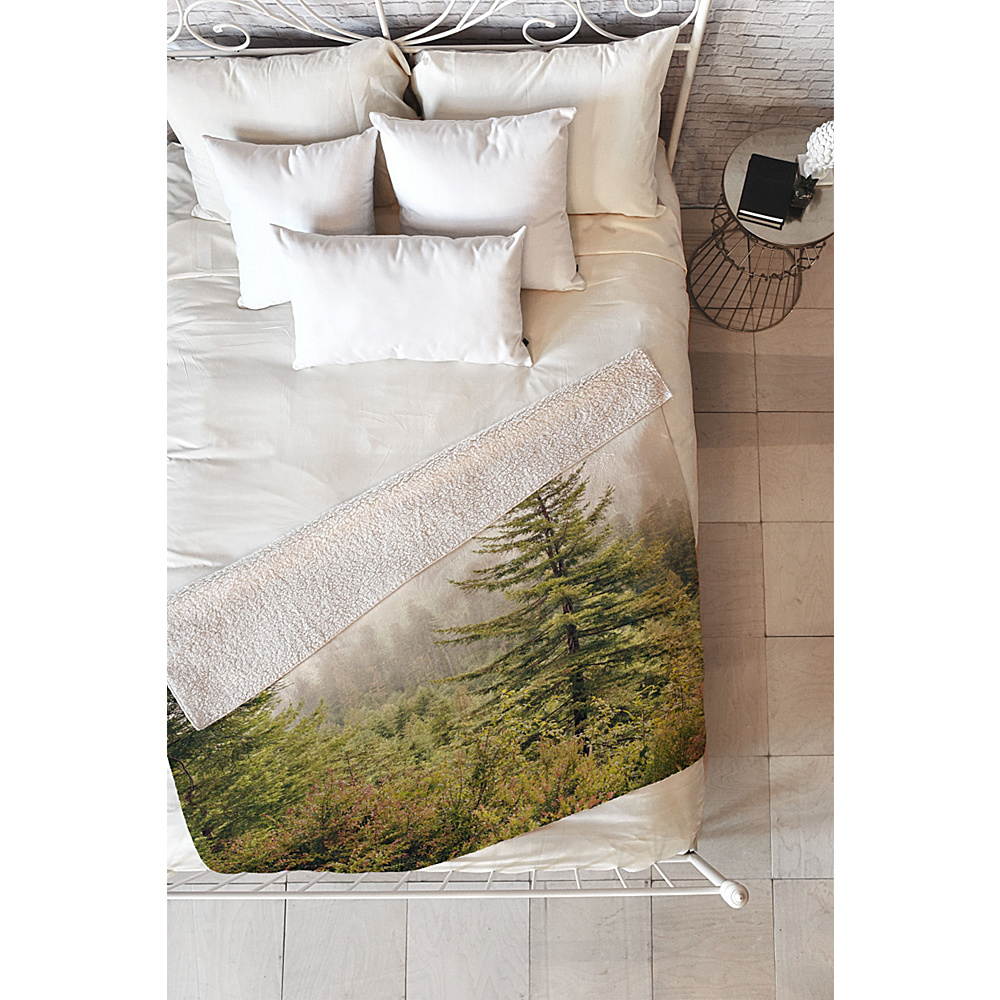 DENY Designs Catherine Mcdonald Sherpa Fleece Blanket Forest Green Into the Mist DENY Designs Travel Pillows Blankets