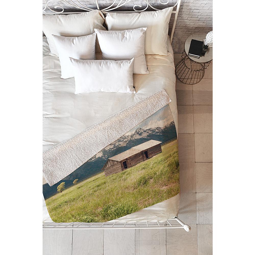 DENY Designs Catherine Mcdonald Sherpa Fleece Blanket Mountain Green Summer in the Tetons DENY Designs Travel Pillows Blankets
