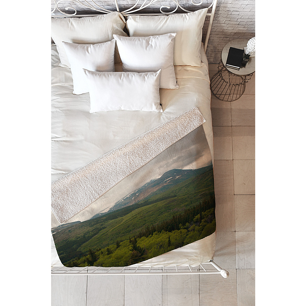 DENY Designs Catherine Mcdonald Sherpa Fleece Blanket Mountain Green Wild Montana DENY Designs Travel Pillows Blankets