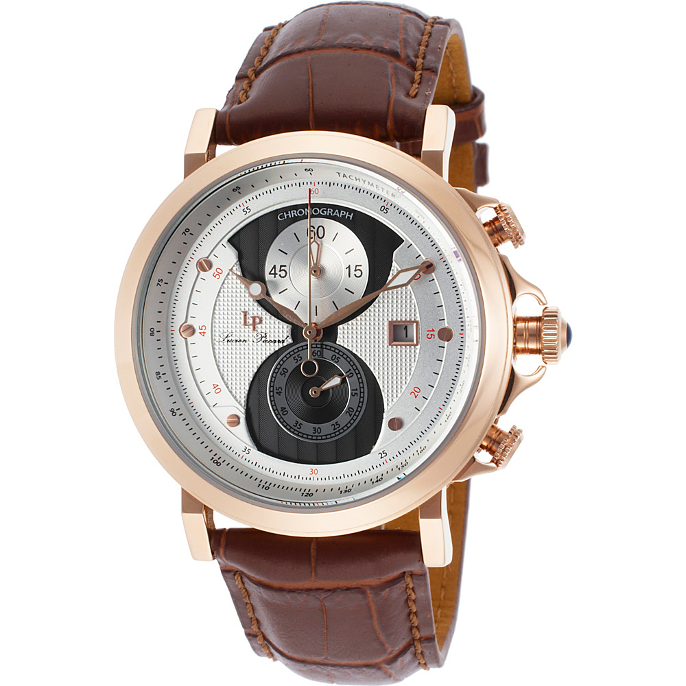 Lucien Piccard Watches Pegasus Chronograph Leather Band Watch Brown Silver Rose Gold Lucien Piccard Watches Watches