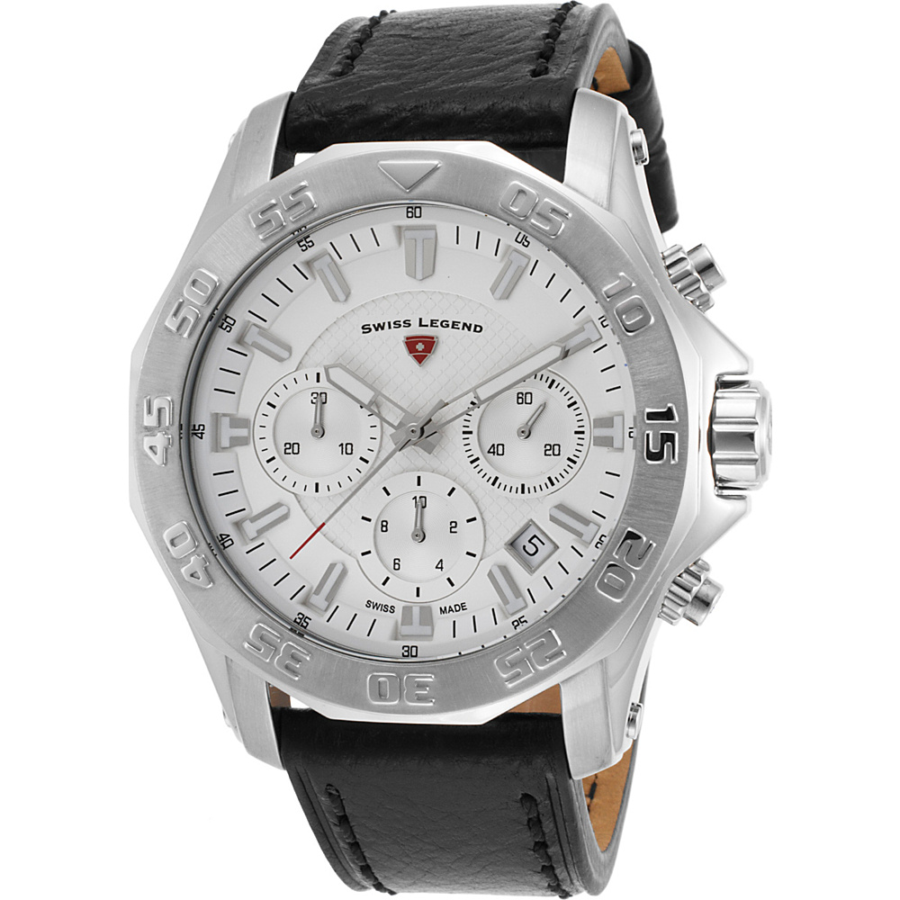 Swiss Legend Watches Islander Chronograph Genuine Leather Band Watch Black Silver Silvr Swiss Legend Watches Watches