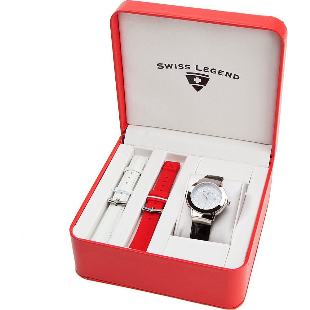Swiss Legend Watches South Beach Genuine Leather Band Watch Black Red White Set Swiss Legend Watches Watches