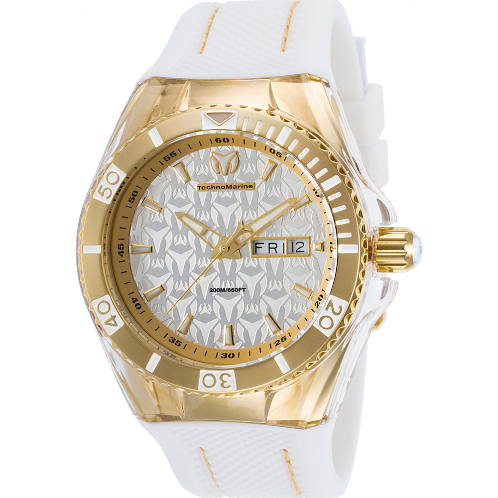 TechnoMarine Watches Cruise Monogram Silicone Band Watch White and gold tone TechnoMarine Watches Watches