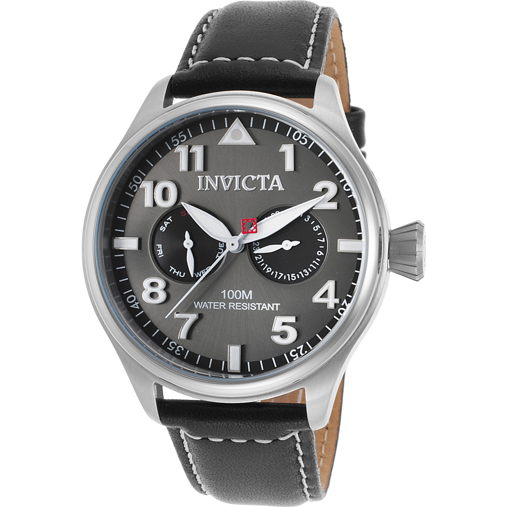 Invicta Watches Mens I Force Genuine Calf Skin Band Watch Black Invicta Watches Watches