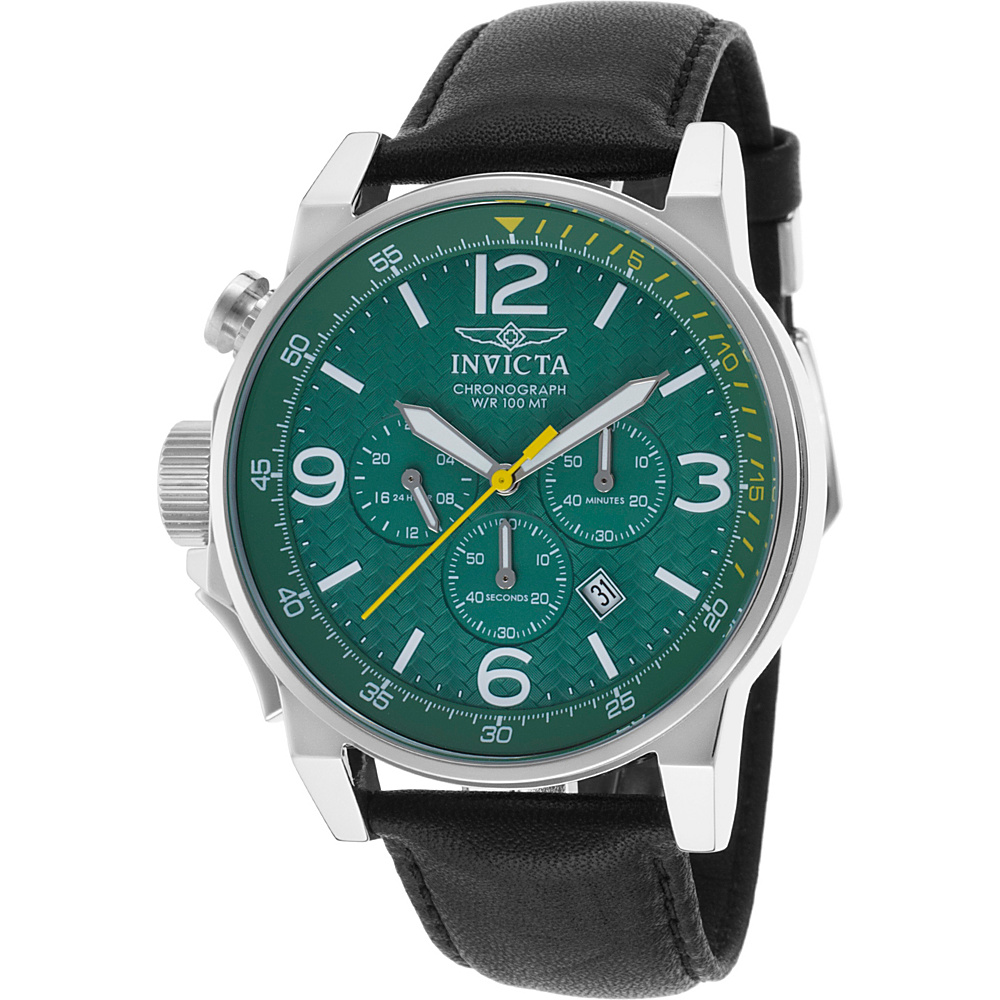 Invicta Watches Mens I Force Chronograph Genuine Leather Band Watch Black Green Silver Invicta Watches Watches