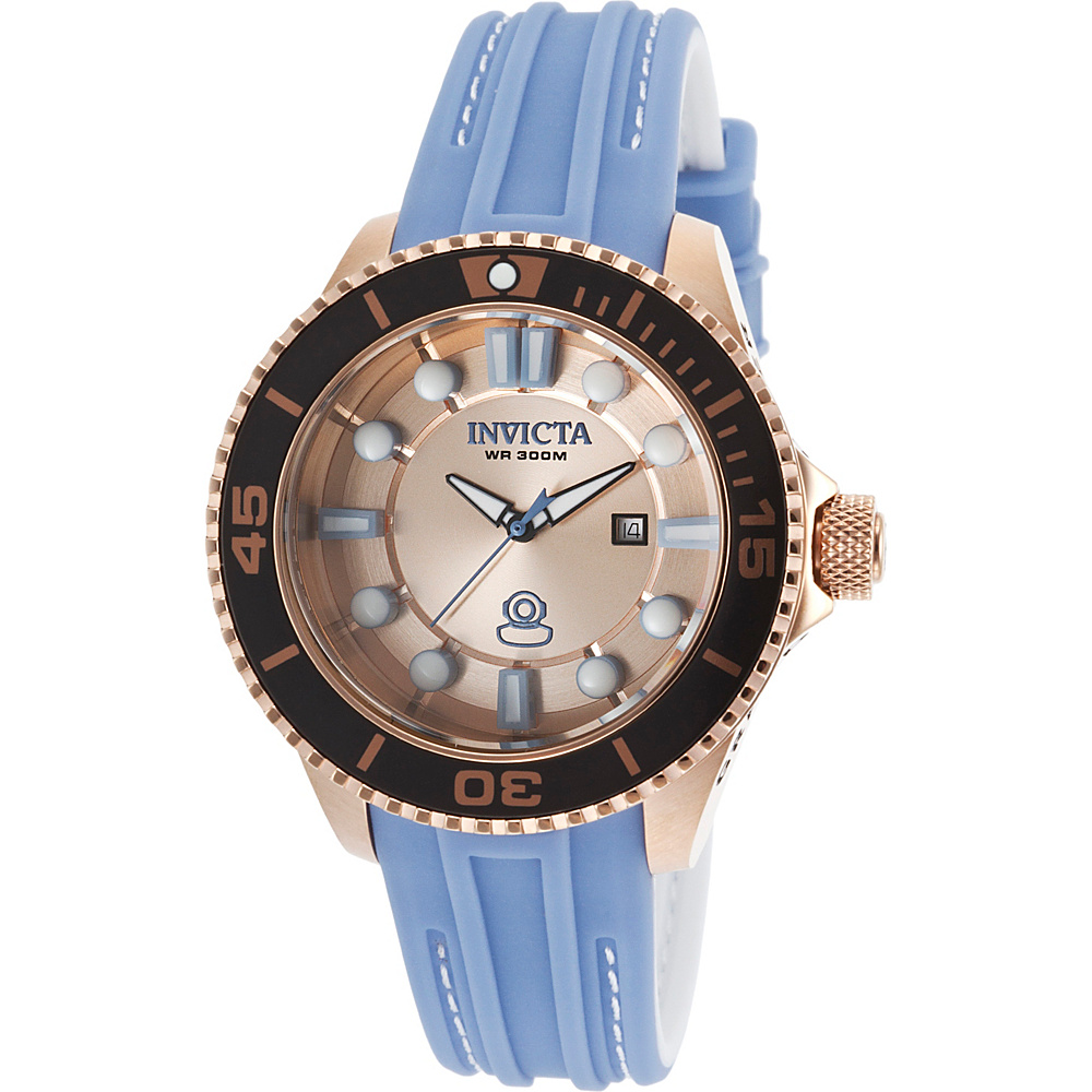 Invicta Watches Womens Pro Diver Grand Diver Silicone Band Watch Light Blue Rose Gold Invicta Watches Watches