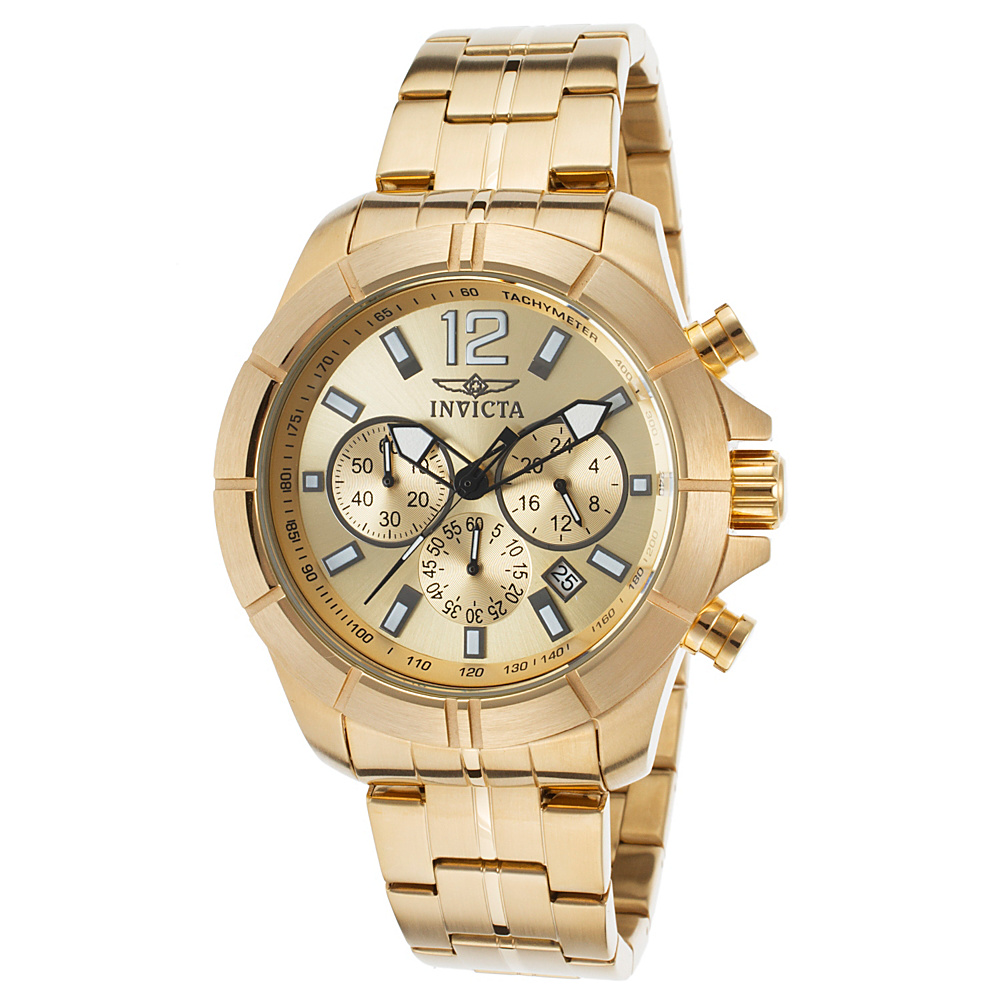 Invicta Watches Mens Specialty Chronograph Stainless Steel Watch Gold Gold Invicta Watches Watches