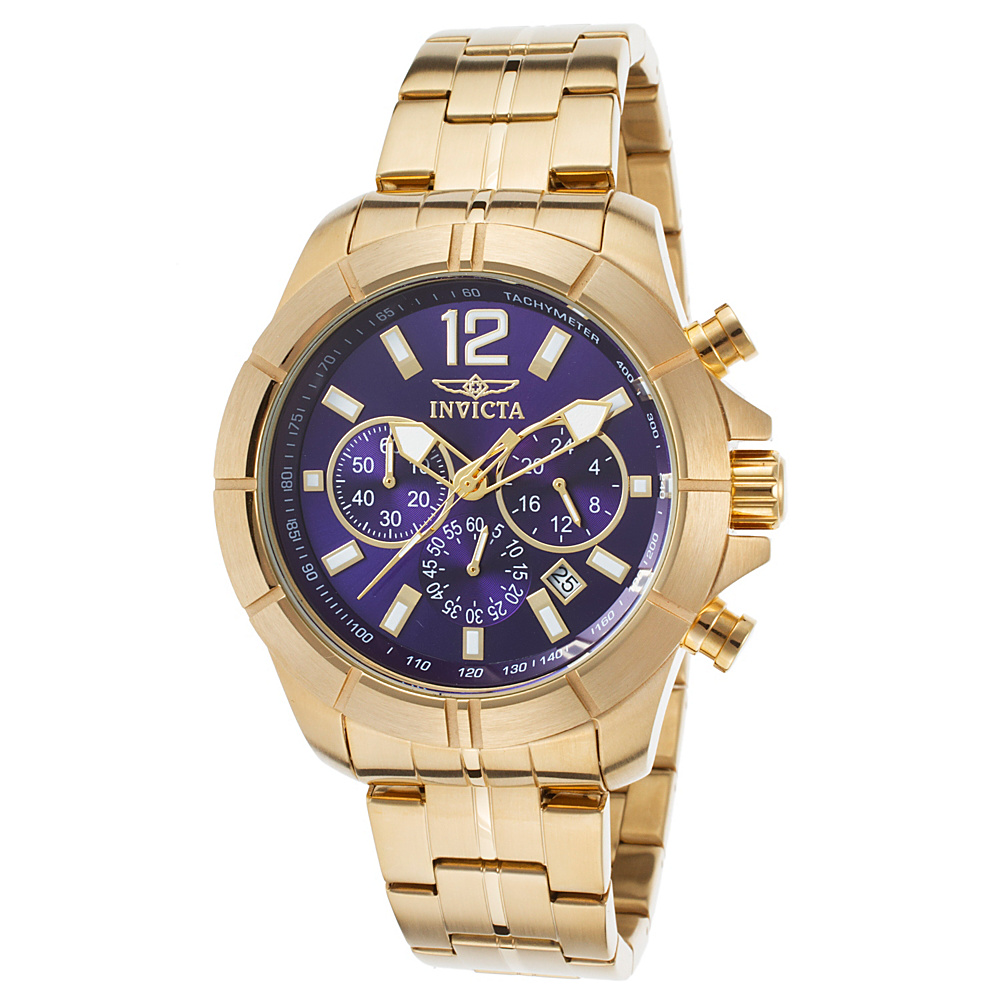 Invicta Watches Mens Specialty Chronograph Stainless Steel Watch Gold Purple Invicta Watches Watches