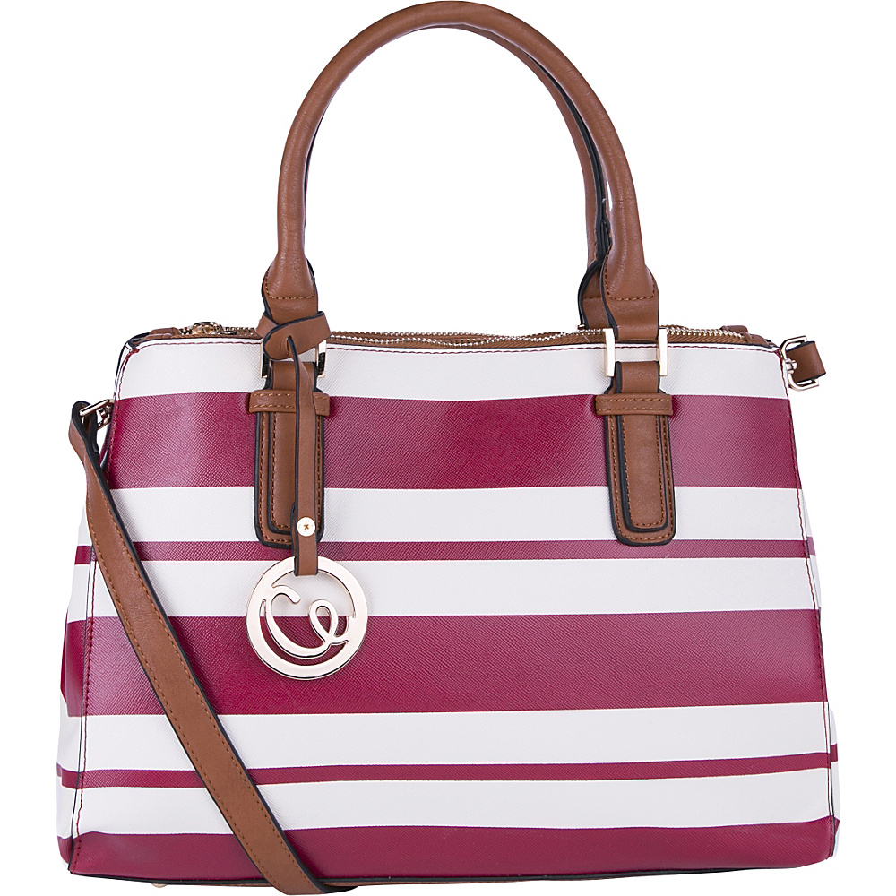 MKF Collection Posey Striped Satchel Red MKF Collection Manmade Handbags