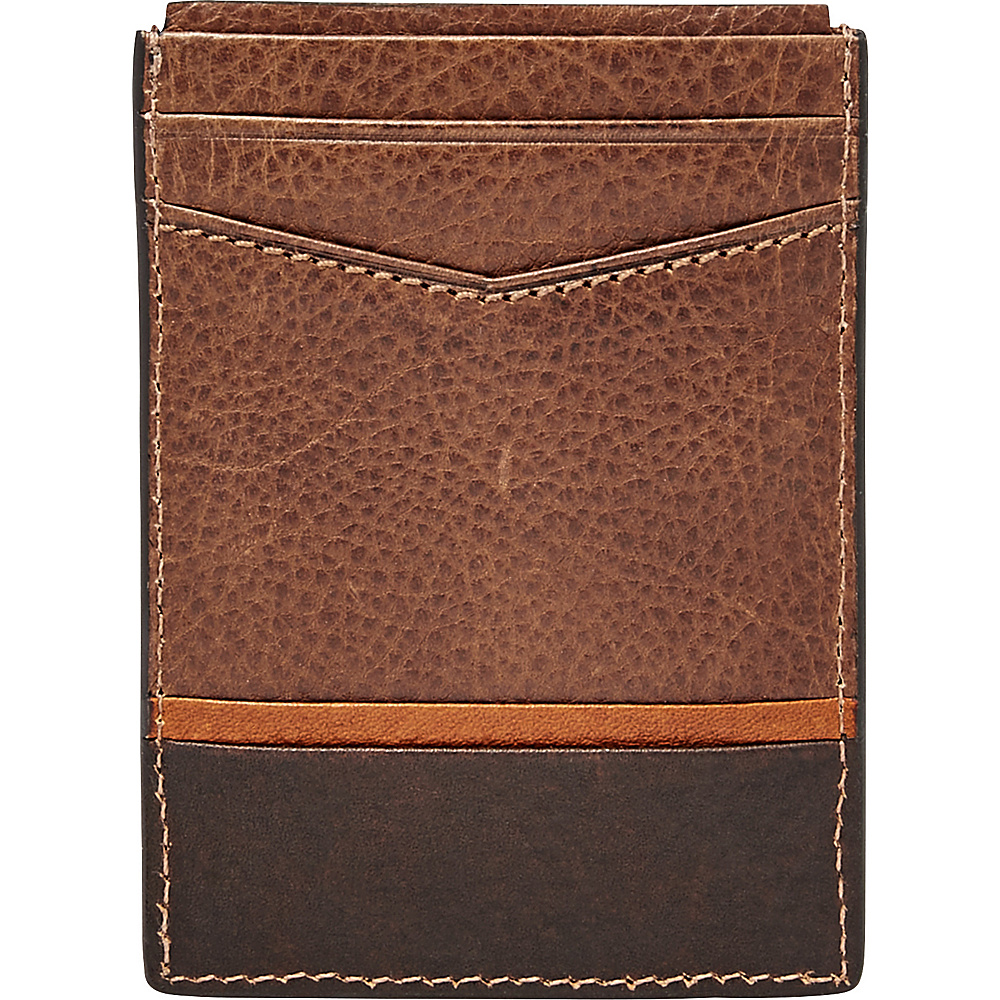 Fossil Ian Magnetic Card Case Brown Fossil Mens Wallets