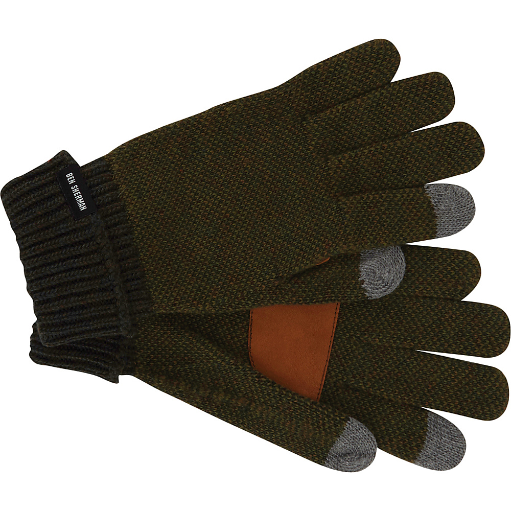 Ben Sherman Birdseye Touch Tek Gloves with Rib Knit Wrists Dark Olive Ben Sherman Gloves