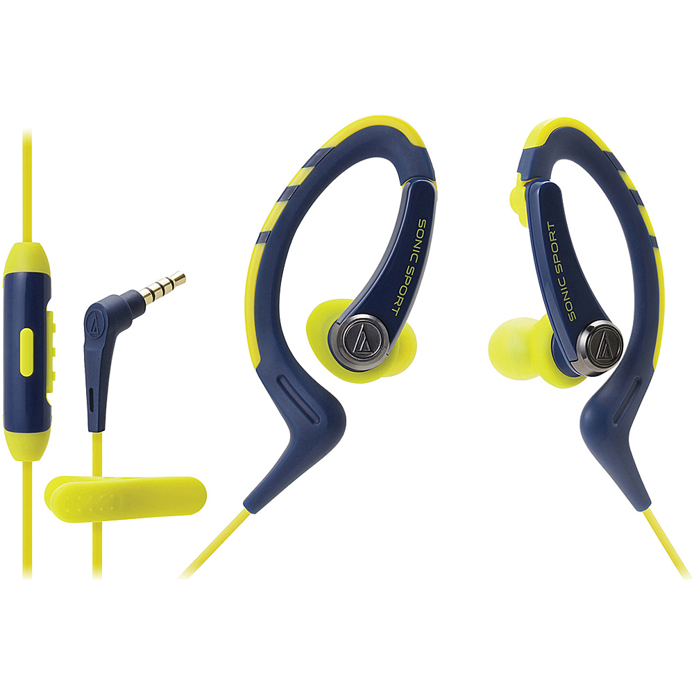Audio Technica SonicSport In ear Headphones with In line Microphone and Control Blue Audio Technica Headphones Speakers