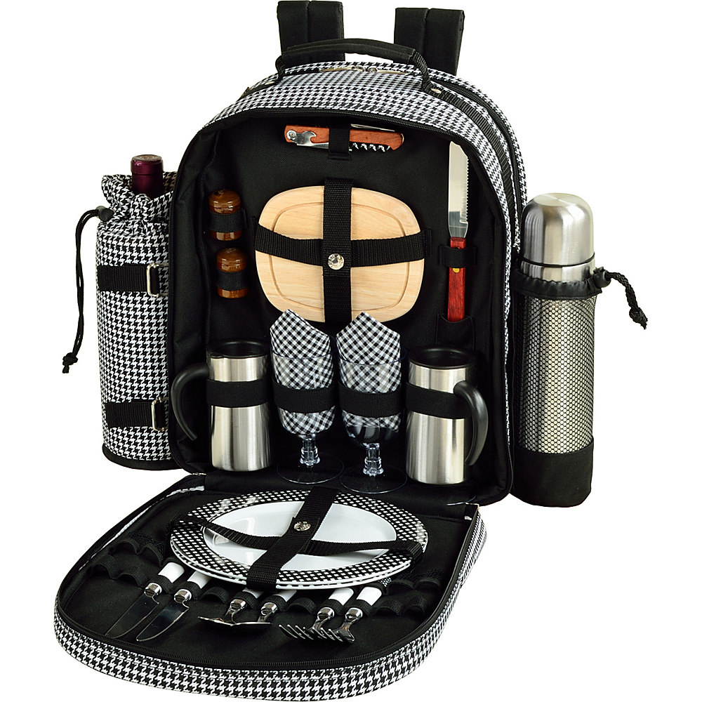 Picnic at Ascot Deluxe Equipped 2 Person Picnic Backpack with Coffee Service Cooler Insulated Wine Holder Houndstooth Picnic at Ascot Outdoor Accessories