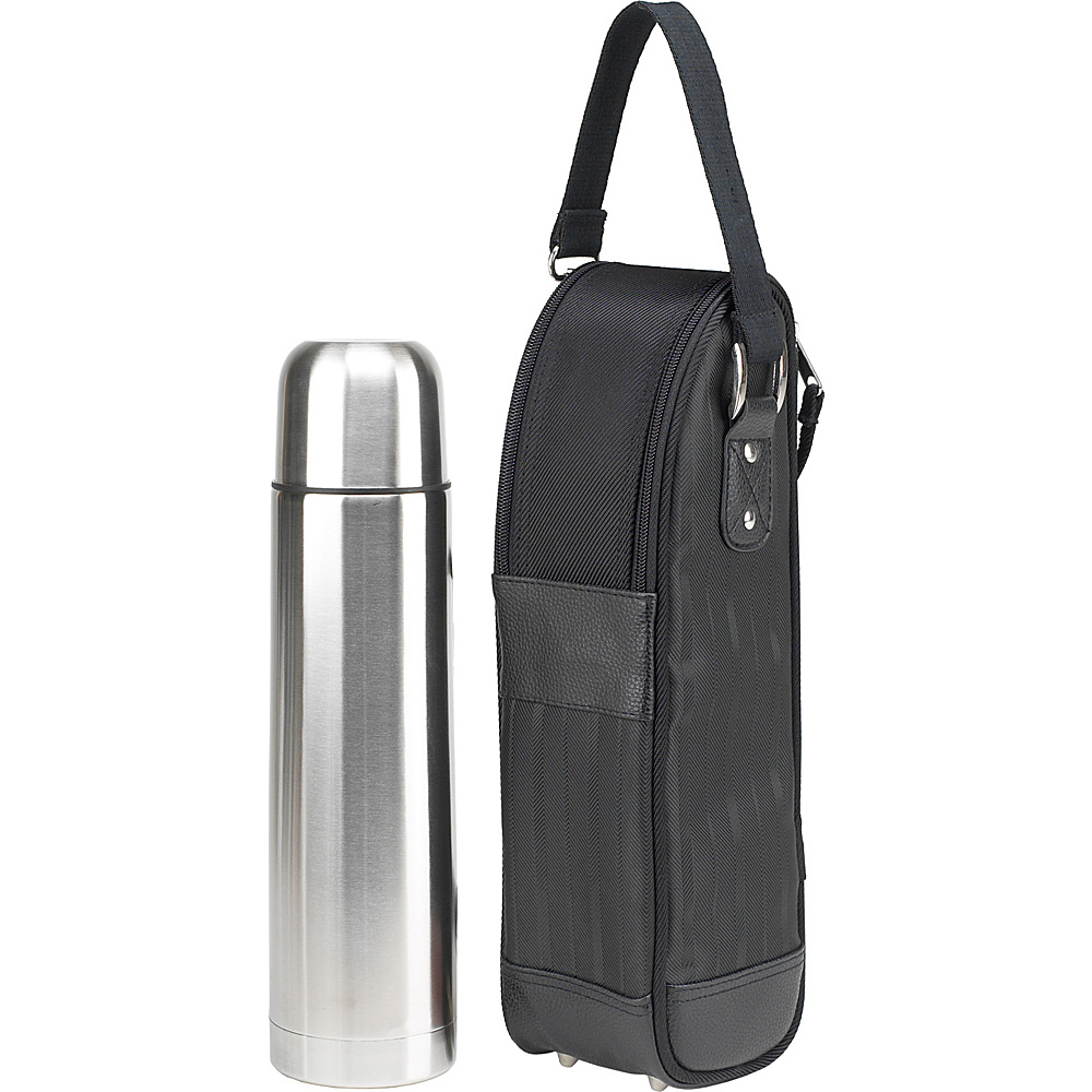 Picnic at Ascot Stylish Coffee Tote with Thermal Flask Tone on Tone Black Picnic at Ascot Outdoor Coolers