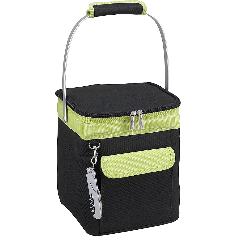 Picnic at Ascot 4 Bottle Insulated Wine Tote Collapsible Multi Purpose Cooler Black Apple Picnic at Ascot Outdoor Coolers