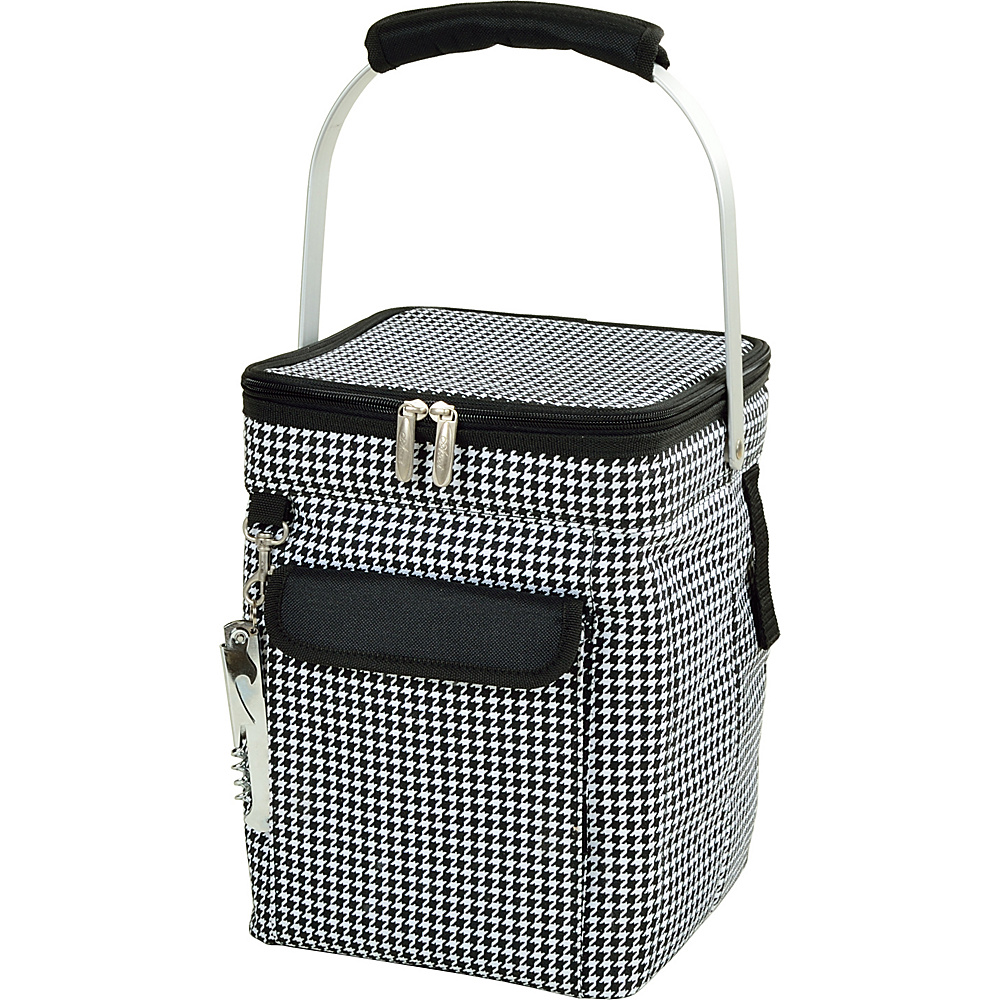 Picnic at Ascot 4 Bottle Insulated Wine Tote Collapsible Multi Purpose Cooler Houndstooth Picnic at Ascot Outdoor Coolers
