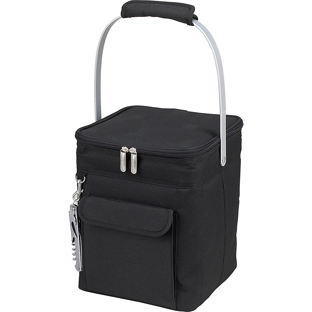 Picnic at Ascot 4 Bottle Insulated Wine Tote Collapsible Multi Purpose Cooler Black Grey Picnic at Ascot Outdoor Coolers