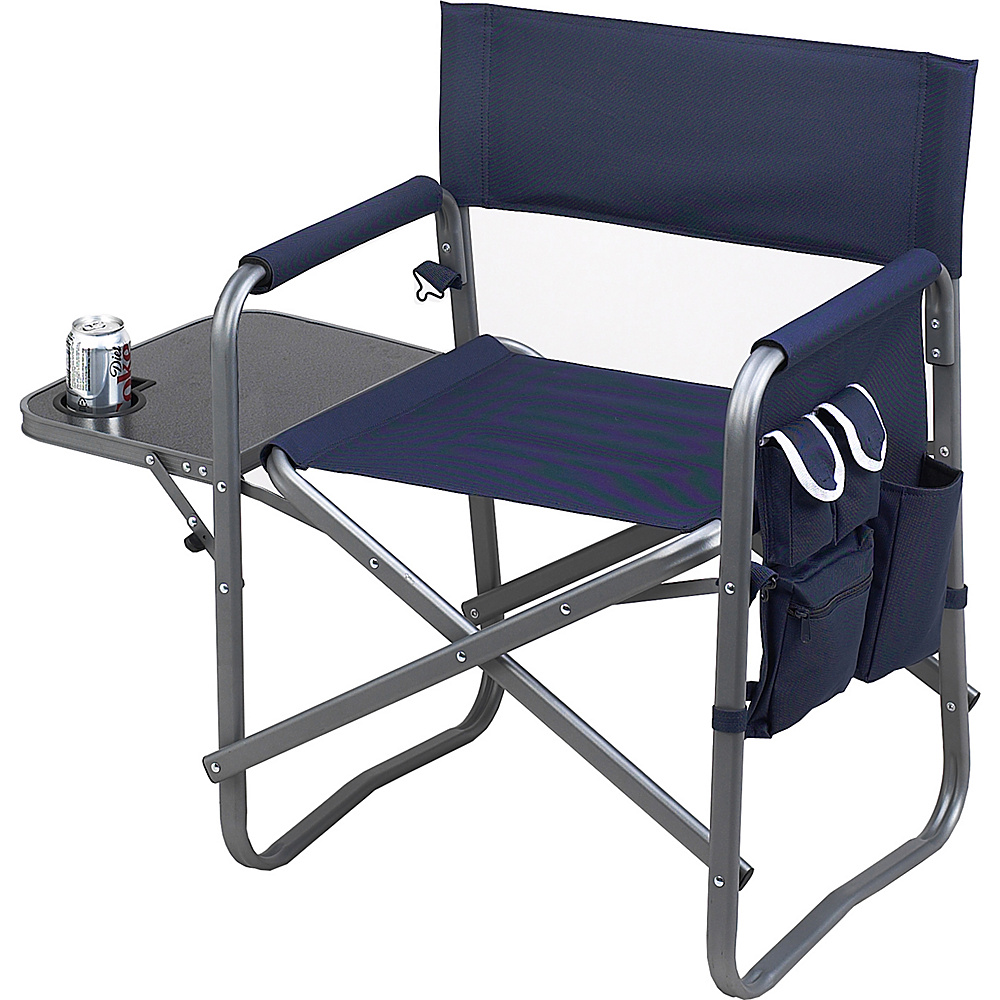 Picnic at Ascot Deluxe Wide Folding Sports Chair with Side Table Navy Picnic at Ascot Outdoor Accessories