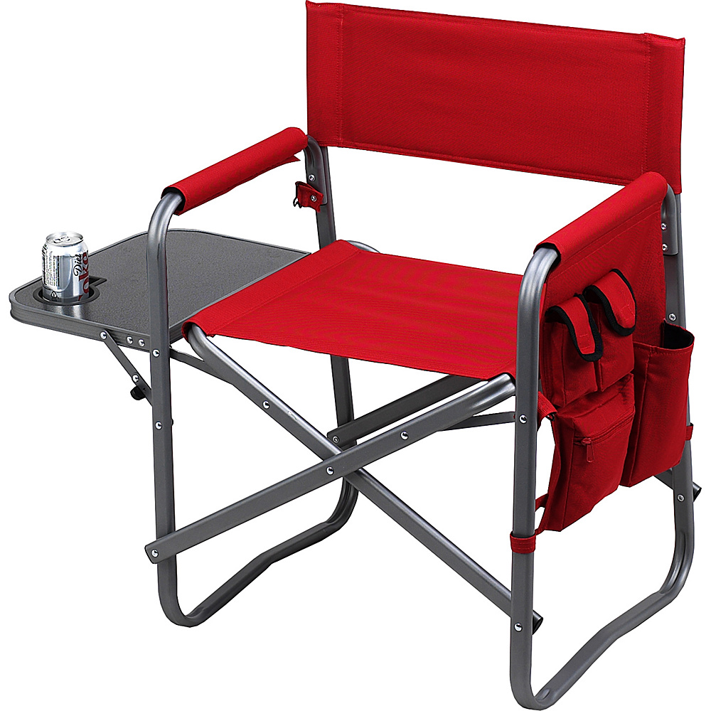 Picnic at Ascot Deluxe Wide Folding Sports Chair with Side Table Red Picnic at Ascot Outdoor Accessories
